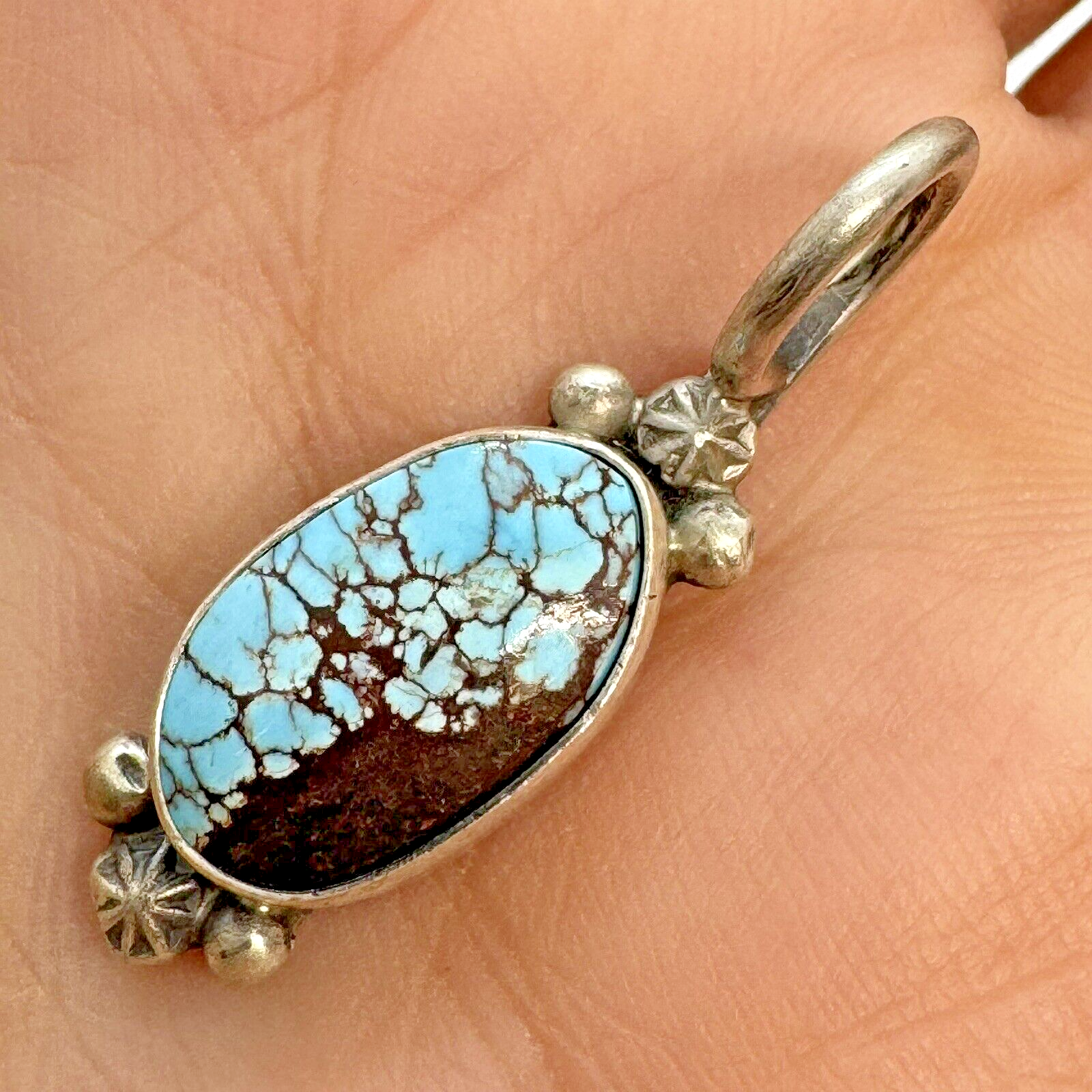 Navajo Golden Hills Turquoise Pendant Sterling Silver 4.2g by Anderson Largo Native American