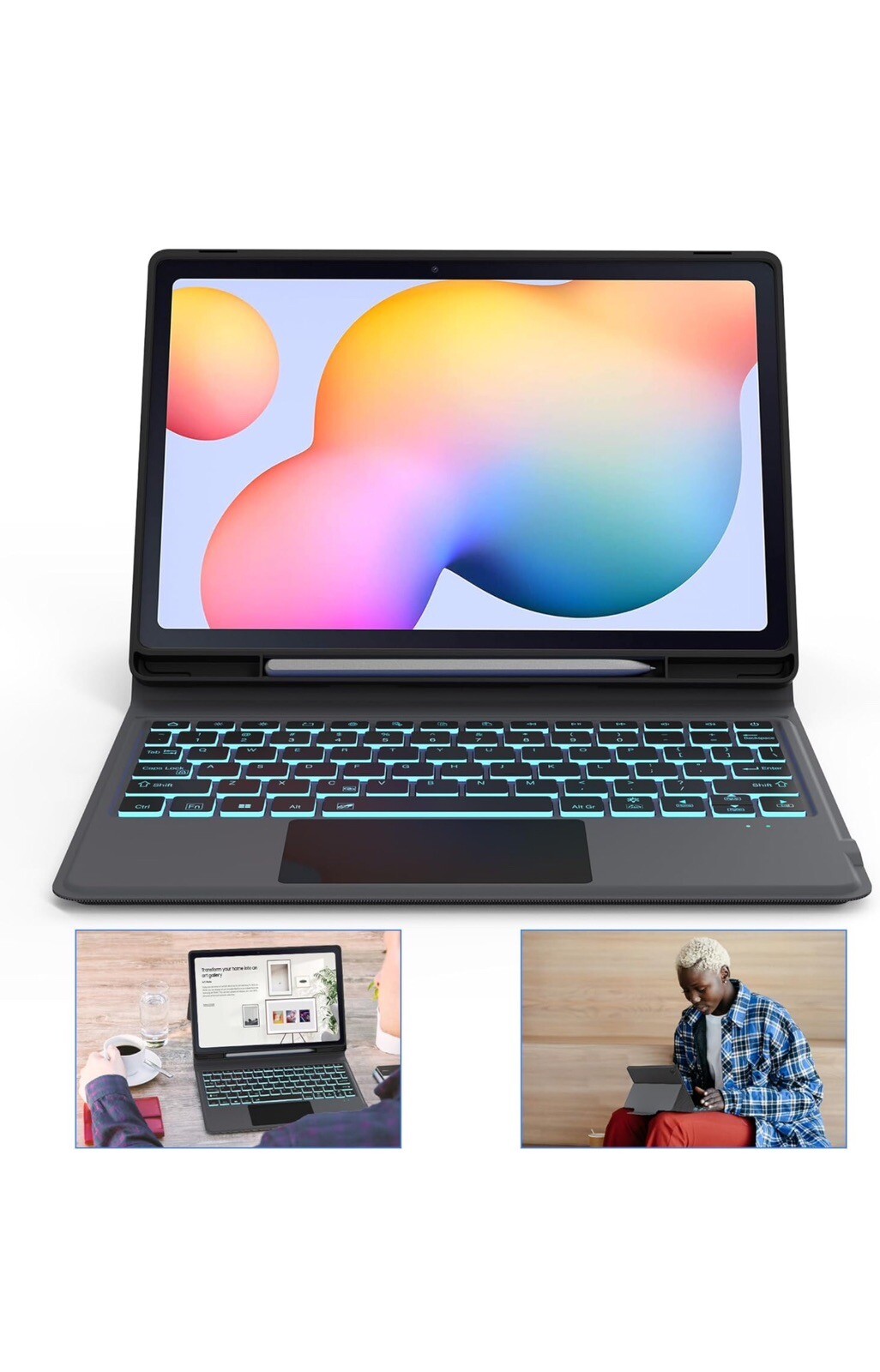 Galaxy Tab S6 Lite Case with Keyboard - Multi-Touch Trackpad, 7 Color Backlight Heapao Does Not Apply - фотография #4