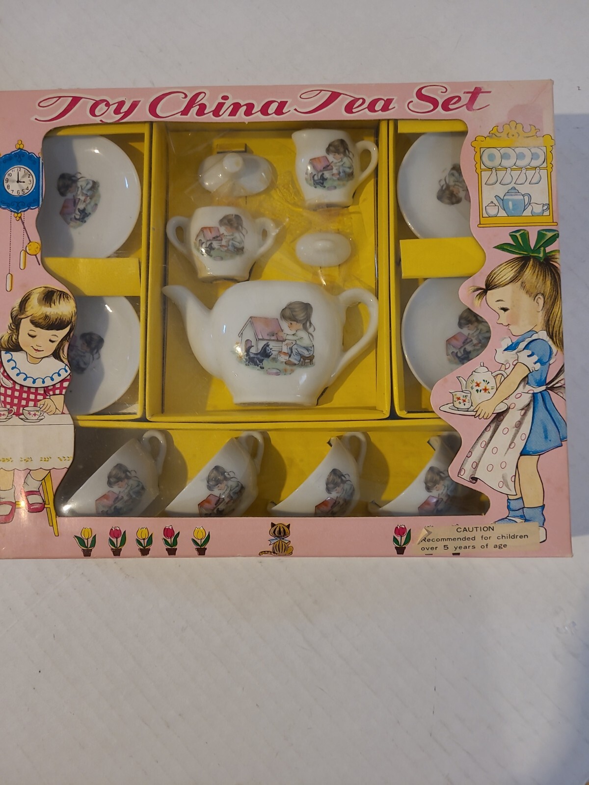 Vintage Child’s Toy China Tea Set Service For 4 New Old Stock Unknown Markings - фотография #2
