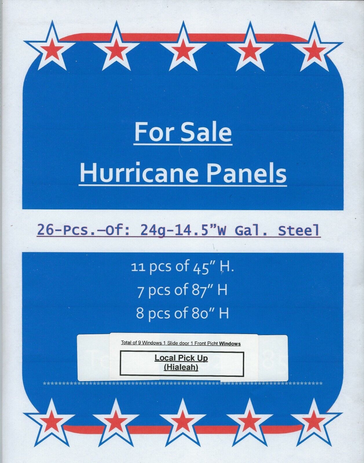 Hurricane Panels (Shutters) (HIALEAH) (Local Pick Up Only) MAKE YOUR OFFER! Без бренда - фотография #2