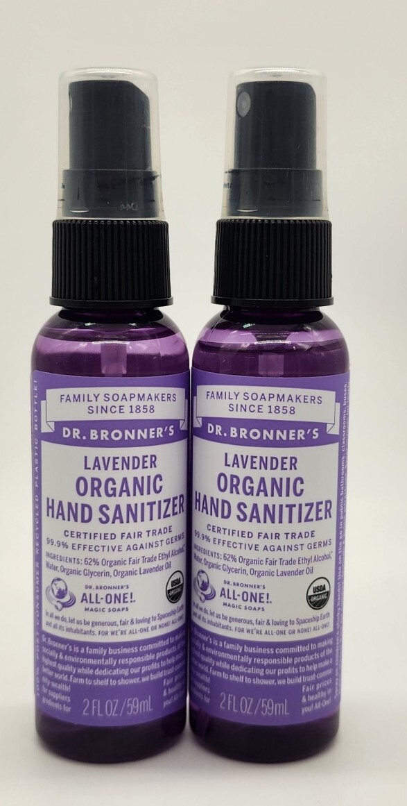 2-PACK - Bronner's Organic Lavender Hand Cleaning Spray Bottle 2 FL OZ EA Dr. Bronner's N/A - фотография #7