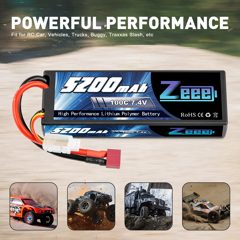 2x Zeee 100C 5200mAh 7.4V 2S LiPo Battery Deans Hardcase for RC Car Truck Heli ZEEE Does Not Apply - фотография #7