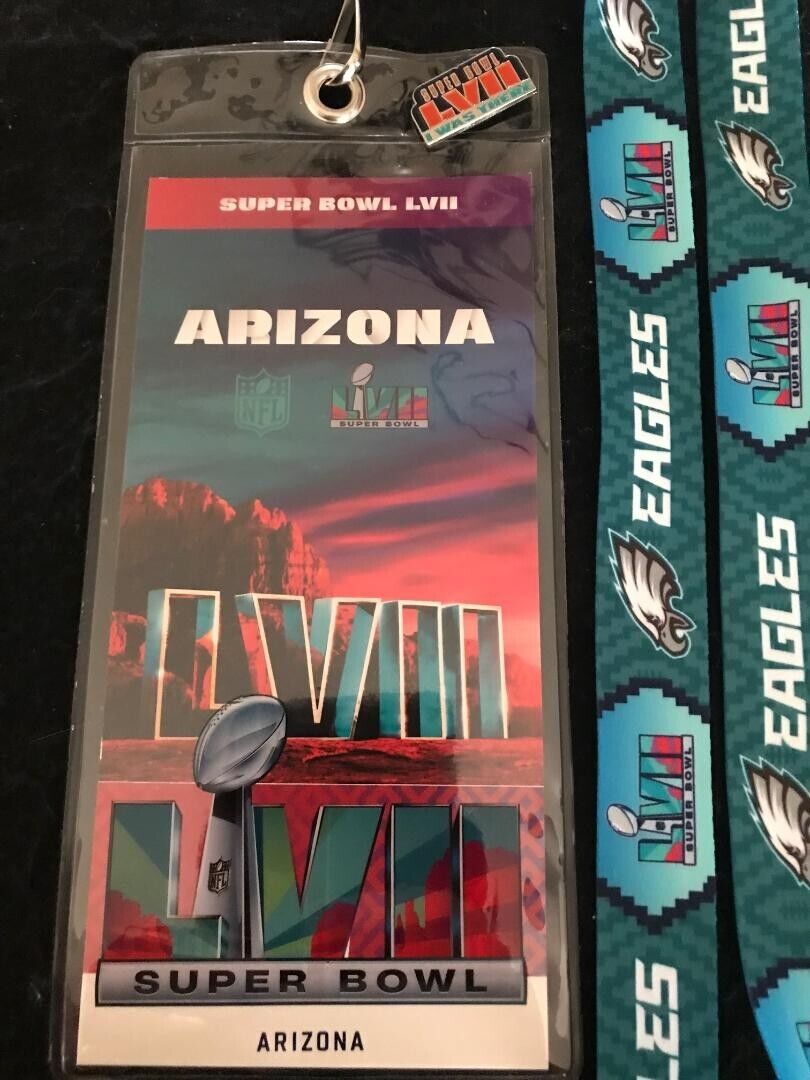 4pc NFL SB 57 Philadelphia Eagles Two Sided Lanyards Ticket Holders Pin Package Wincraft - фотография #2