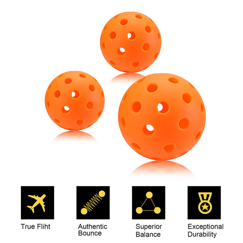 40 Holes Pickleball Balls Set of 12 Indoor True Flight USAPA Approved Orange Unbranded Does not apply - фотография #5