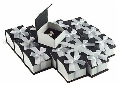 20pc Ring Gift Boxes for Ring Black Boxes Showcase Ring Box Magnetic Ribbon Box Unbranded