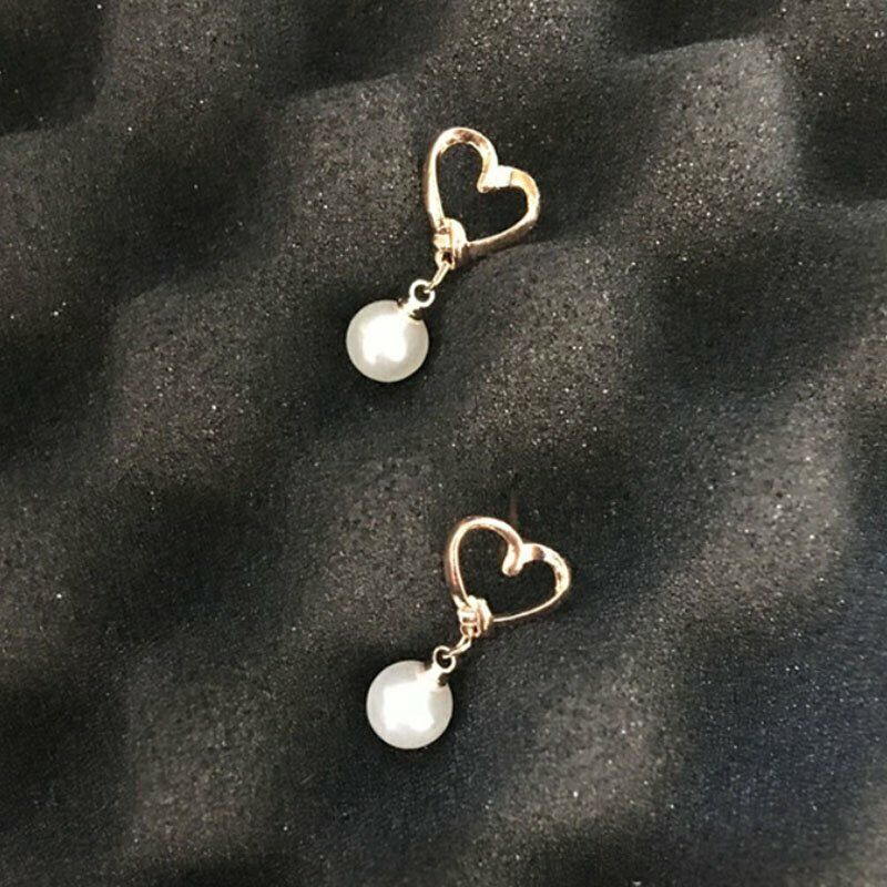 Heart Zircon Pearl Earrings Stud Dangle Women Wedding Party Jewelry Fashion Gift Rinhoo Does not apply - фотография #5
