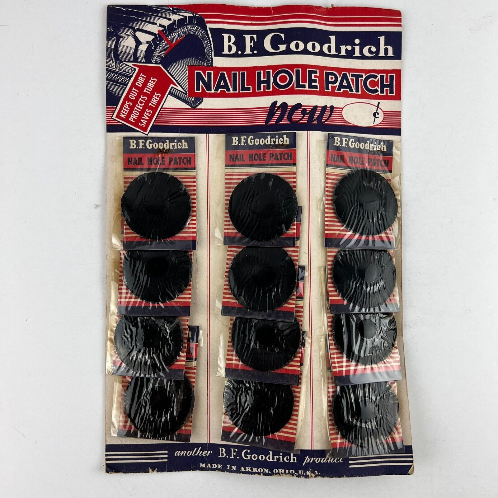BF Goodrich Tires Nail Hole Patch Automotive Garage Counter-top Display COMPLETE B F Goodrich