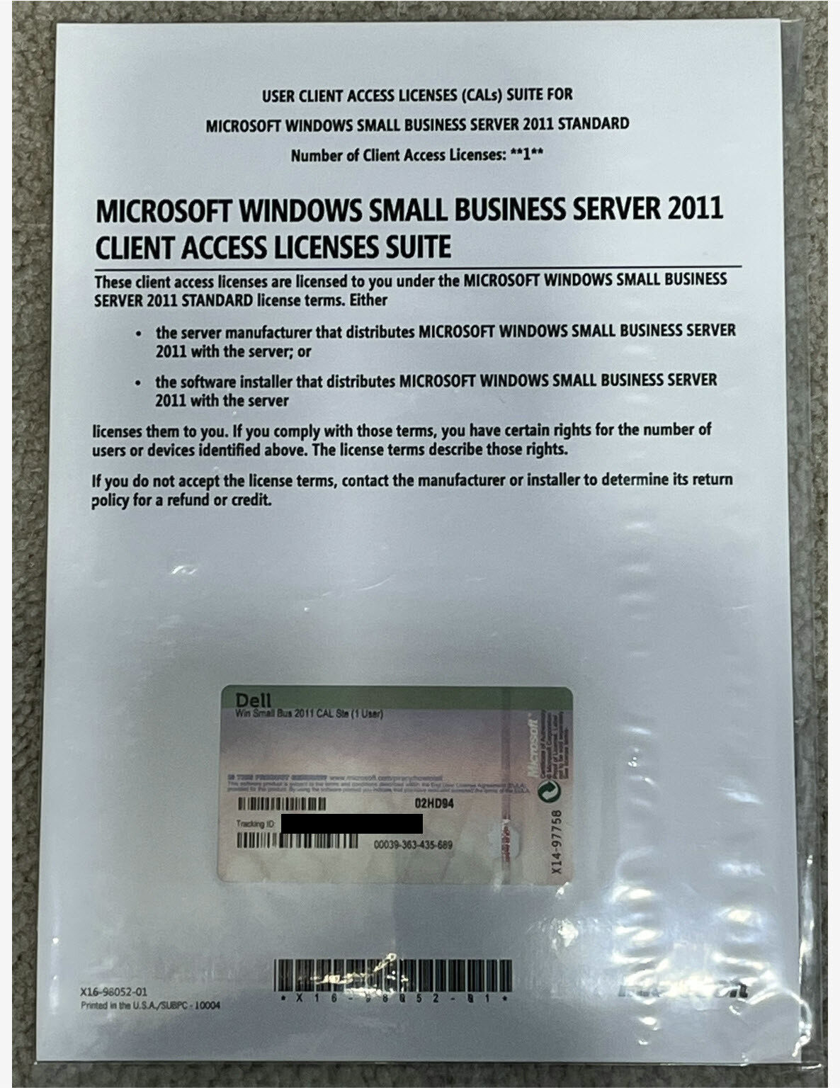 Windows Small Business Server 2011 Client Access License (5 Single User CALS) Microsoft - фотография #2