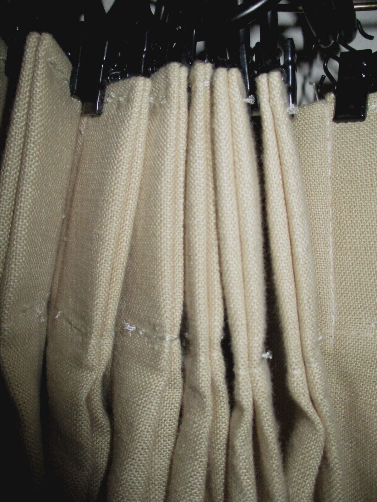 PAIR:Custom Linen Curtains / Drapes w/ Pleats & Rings; Each 38-40.75" L x 41" w. Custom Made