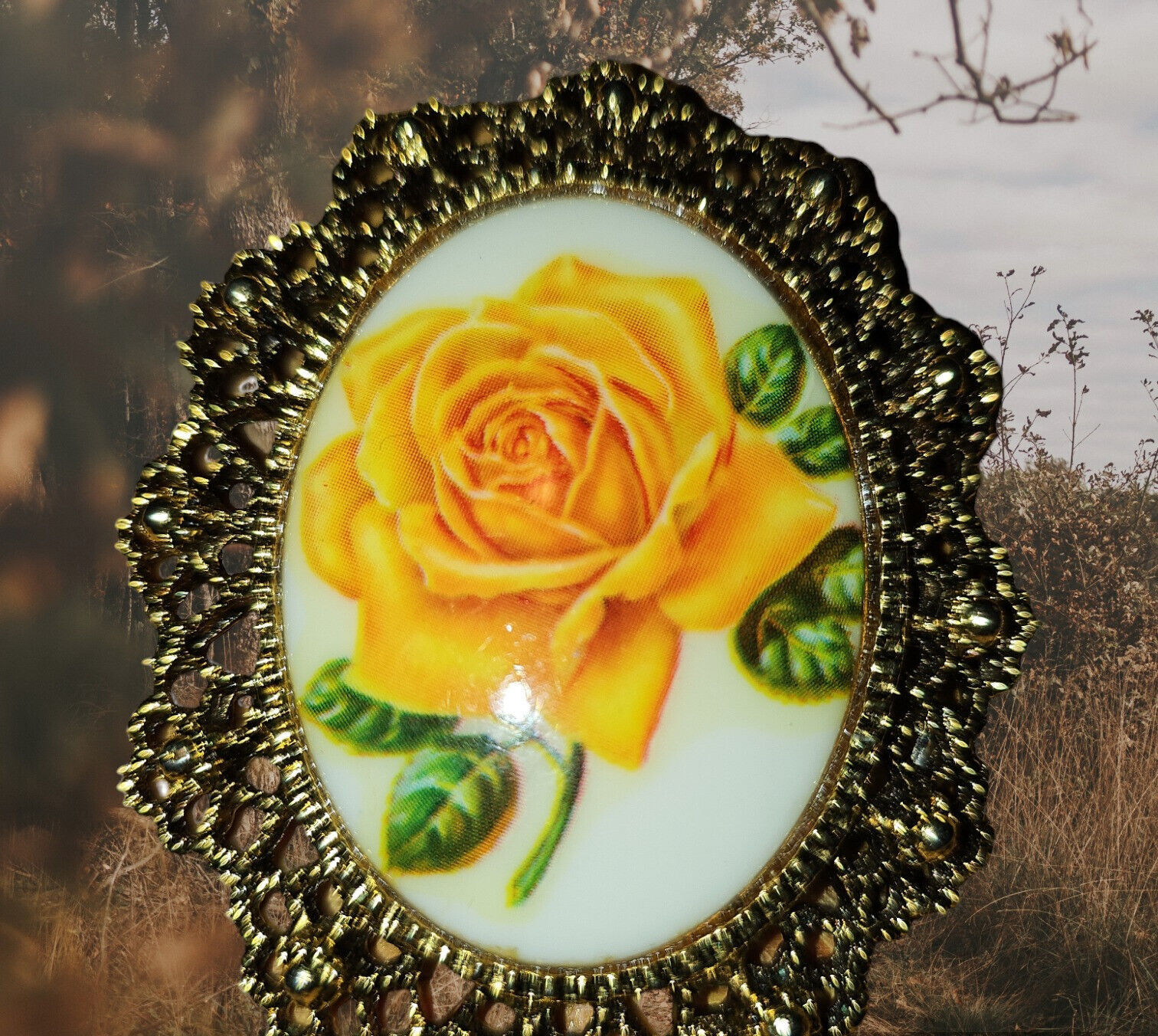 Brooch / Pendant Yellow Rose Cameo Undisclosed - фотография #8