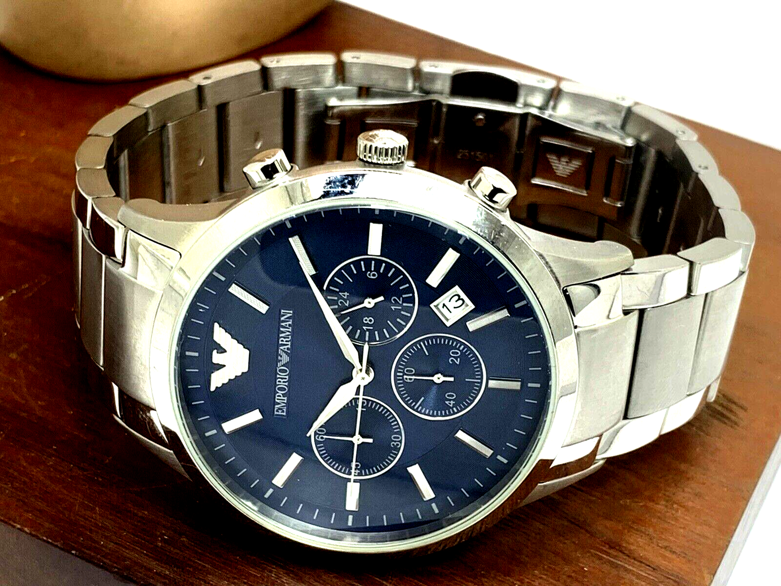 Emporio Armani Men's Watch AR2448 Quartz Chronograph Blue Dial Stainless Steel Emporio Armani AR2448 - фотография #6