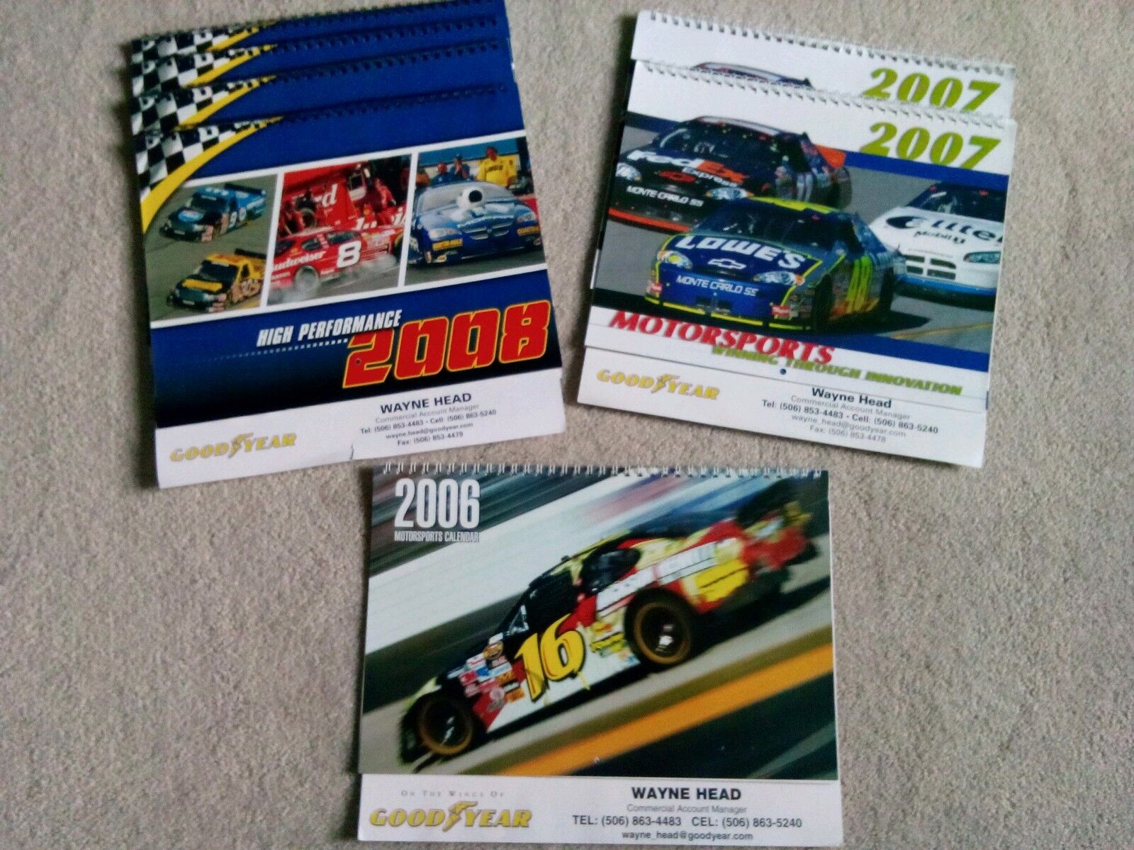 Lot of 7 Vintage Motorsports Calendars (1) 2006, (2) 2007, (4) 2008 Goodyear Goodyear