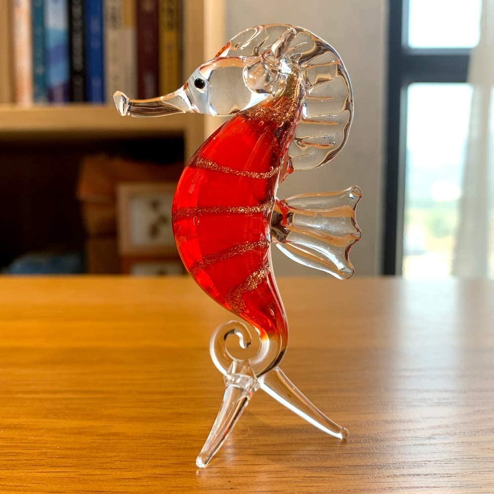 JingShiY Colorful Crystal Glass Hippocampus Animal Figurines Glass Seahorse Hand JingShiY Not Applicable - фотография #5