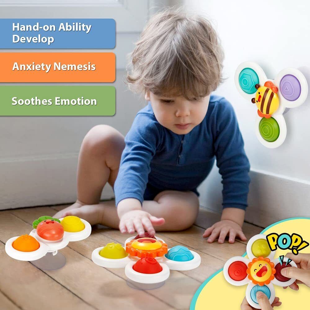 Suction Cup Spinner Toys 3PCS Kids Spinning Top Toys Baby Dimple Sensory Toy Mini Tudou does not apply - фотография #4