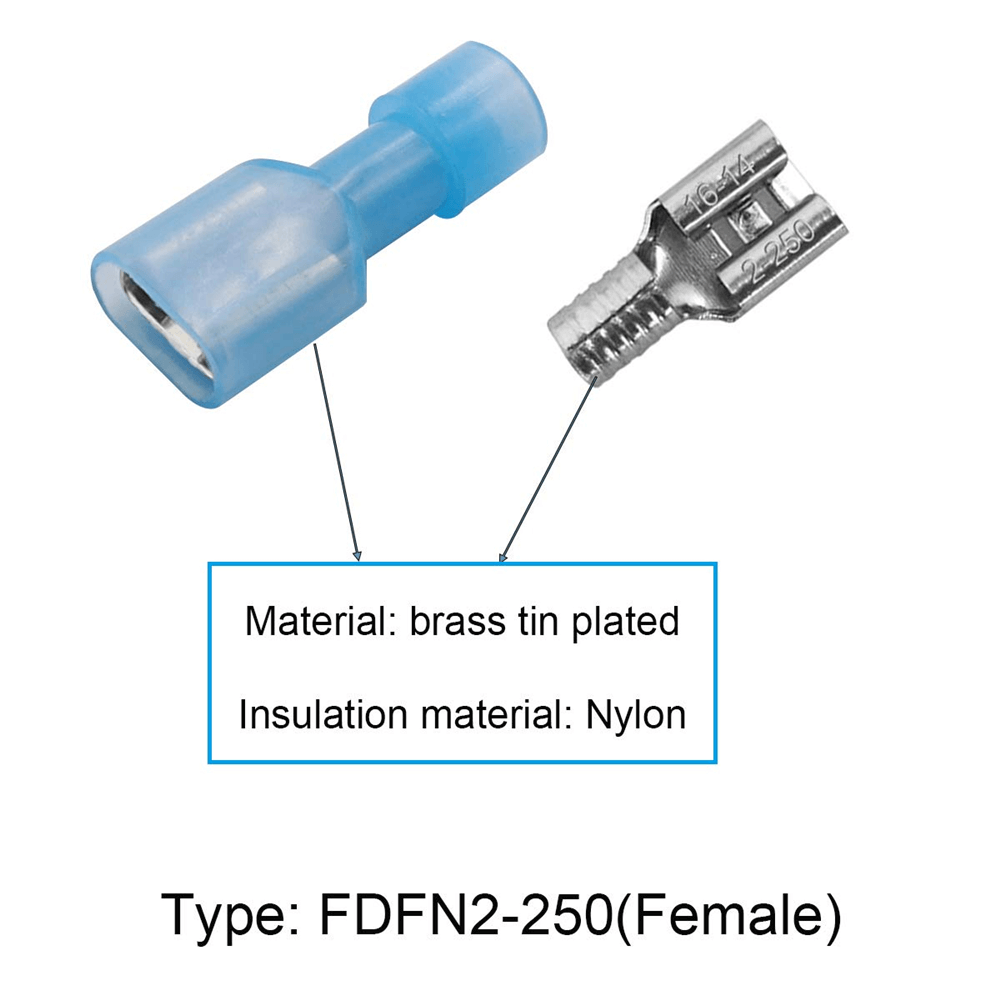 100PCS Fully Insulated Blue Female Electrical Spade Crimp Connector Terminals Unbranded Does Not Apply - фотография #2