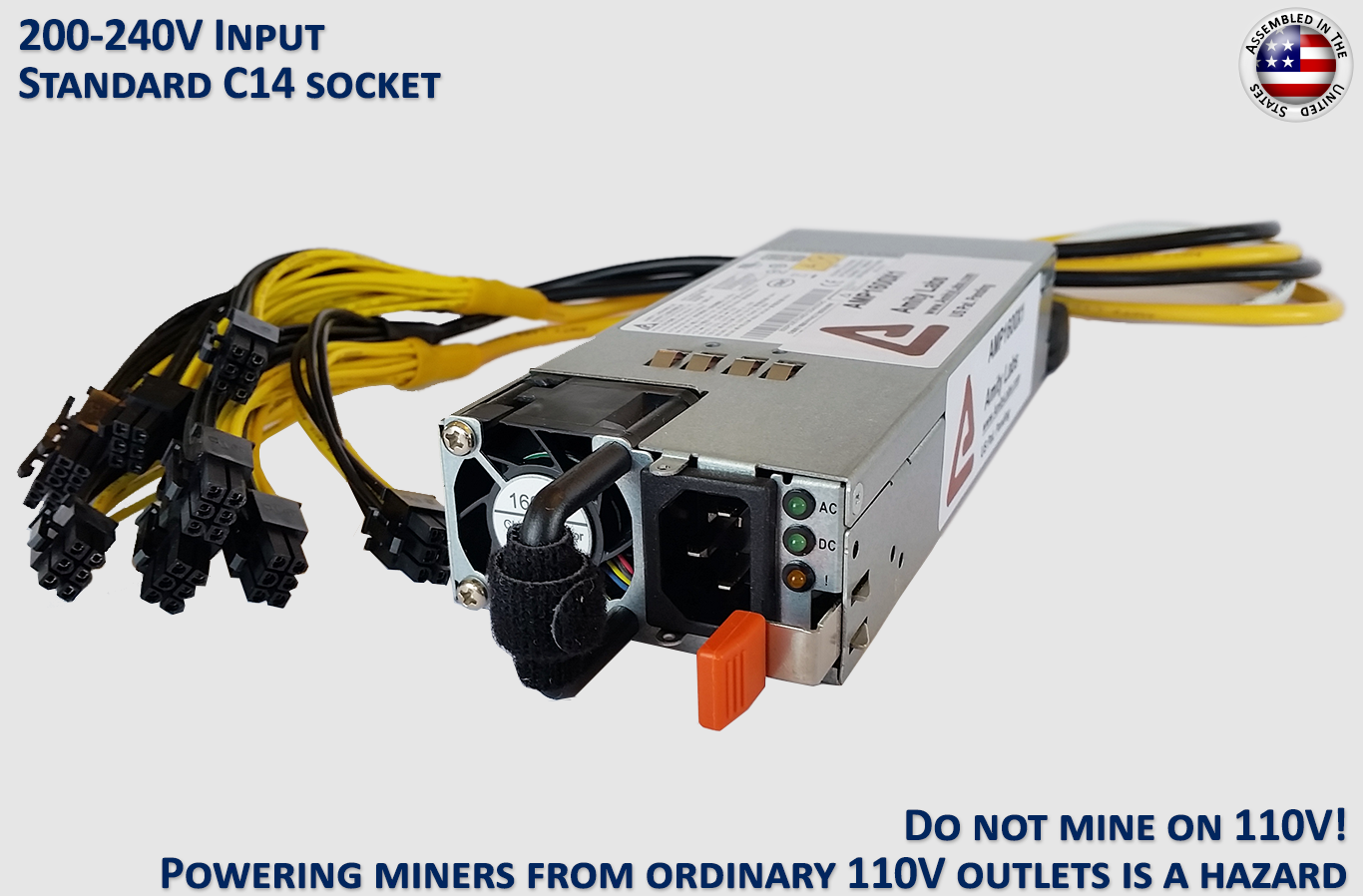 1600W Universal Mining Power Supply - For Any Antminer / Avalon Amity Labs AMP1600X1 - фотография #4