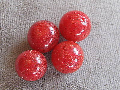 Lot of 4  Vintage Venetian Aventurine Sommerso Glass Beads Coral Red 10mm Без бренда - фотография #3