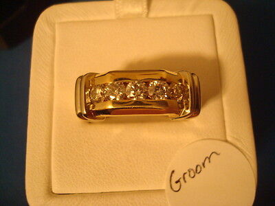 14K yg Bride & Groom Diamond Wedding Ring Set - 2ctw. - 19.5 grams tot. (#Tc21) Unknown Makers Mark - фотография #3