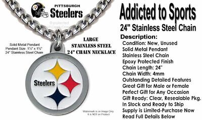 NEW! LARGE PITTSBURGH STEELERS NECKLACE 24" STAINLESS STEEL CHAIN NFL FOOTBALL R Siskiyou - фотография #2