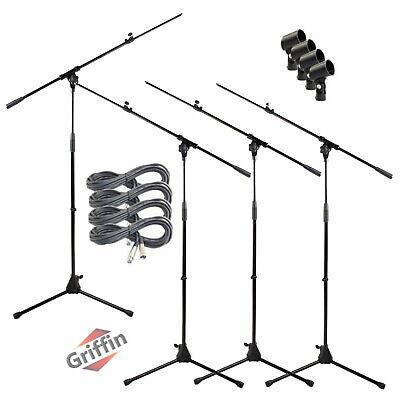 GRIFFIN Microphone Boom Stand 4PACK Holder Mount XLR Cable Mic Clip Stage Studio Griffin LG-AP3614(4)Cable