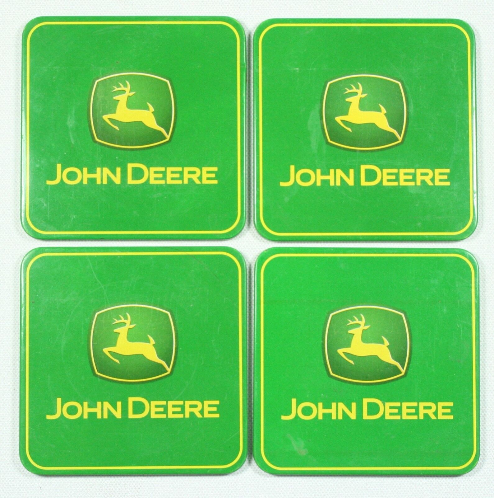 John Deere Four Piece Corrugated Cork Coaster Set With Metal Placement Holder Без бренда - фотография #2