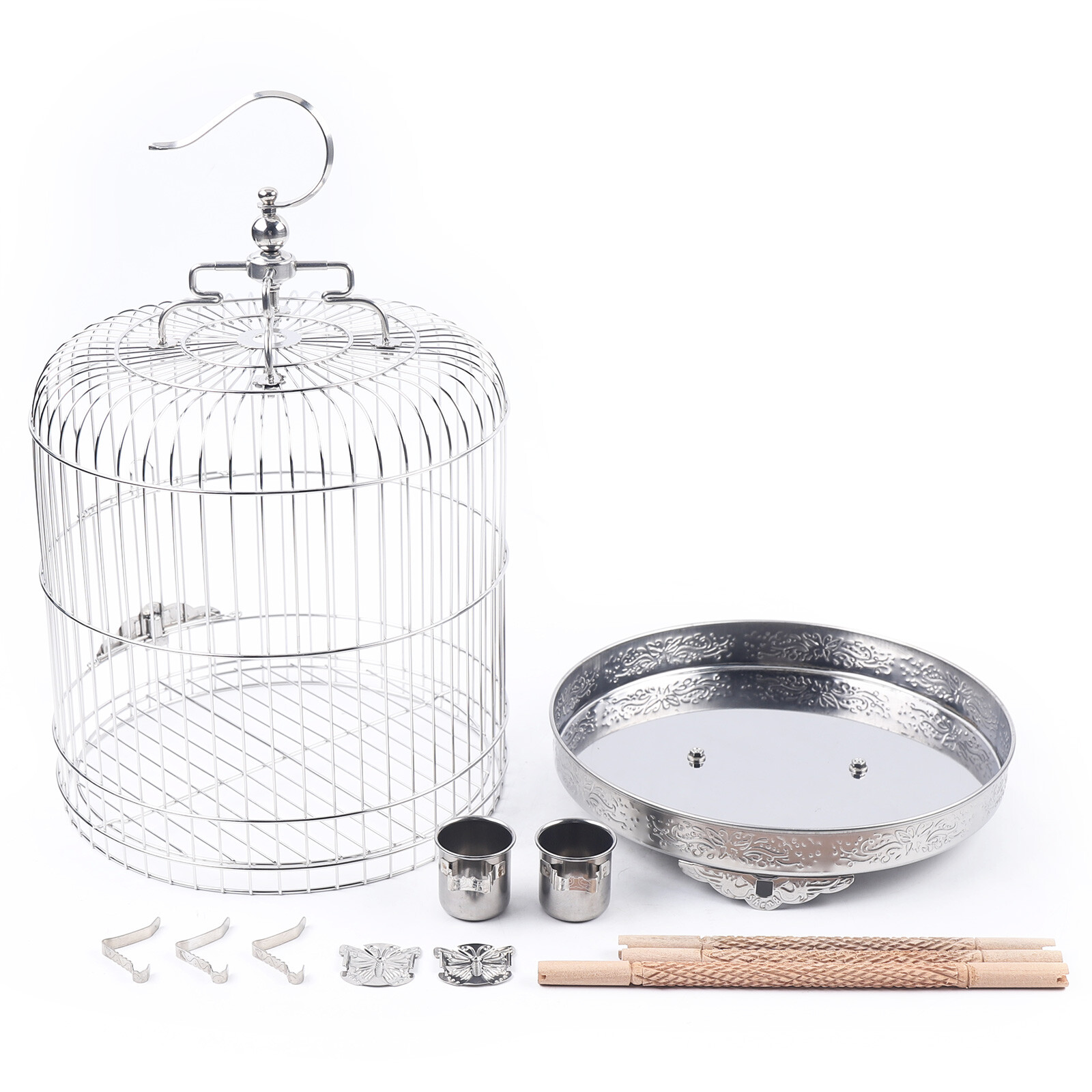 Stainless Steel Bird Cage Parrot Travel Carrier Hanging Cage Bird Perch Durable Unbranded - фотография #6