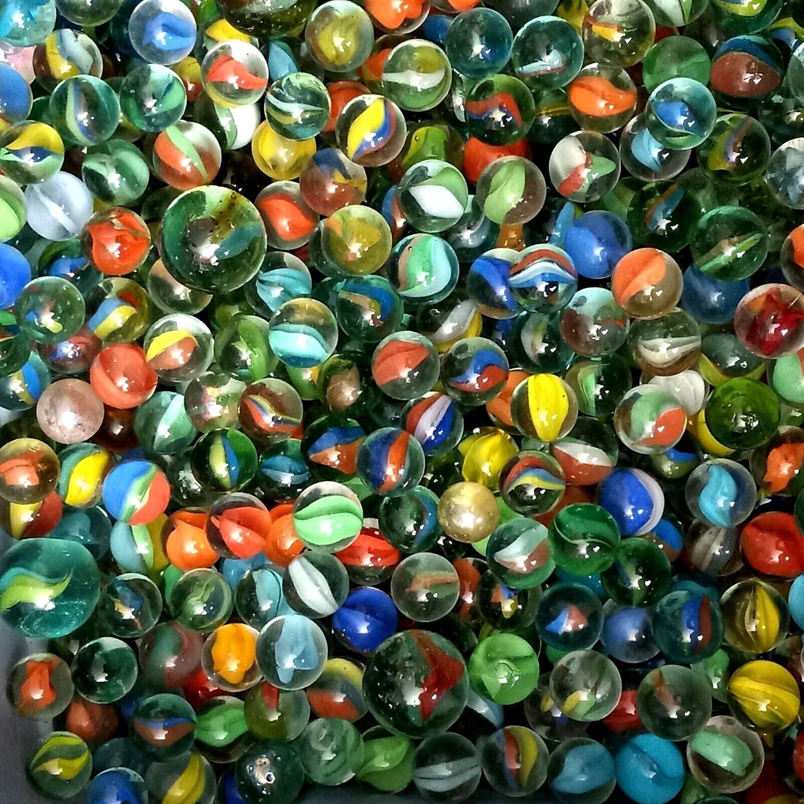 Vintage Glass Cat Eyes Marbles 200 Marbles Random Mix Lot 1930's And Up Vitro Agate