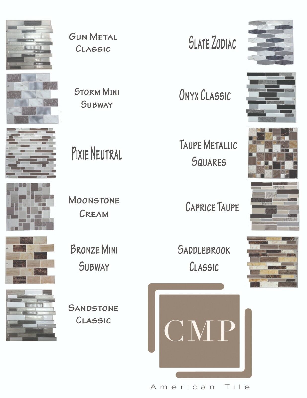 CMP Peel and Stick Decorative Backsplash Tiles - Saddlebrook Classic 5pk CMP TILE - фотография #2