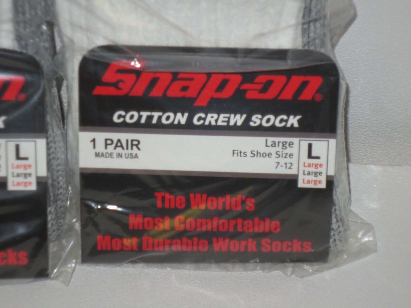 3 PAIRS Snap-On CREW Socks Men's WHITE LARGE ~ FREE SHIPPING ~ MADE IN USA *NEW* Snap-on - фотография #3