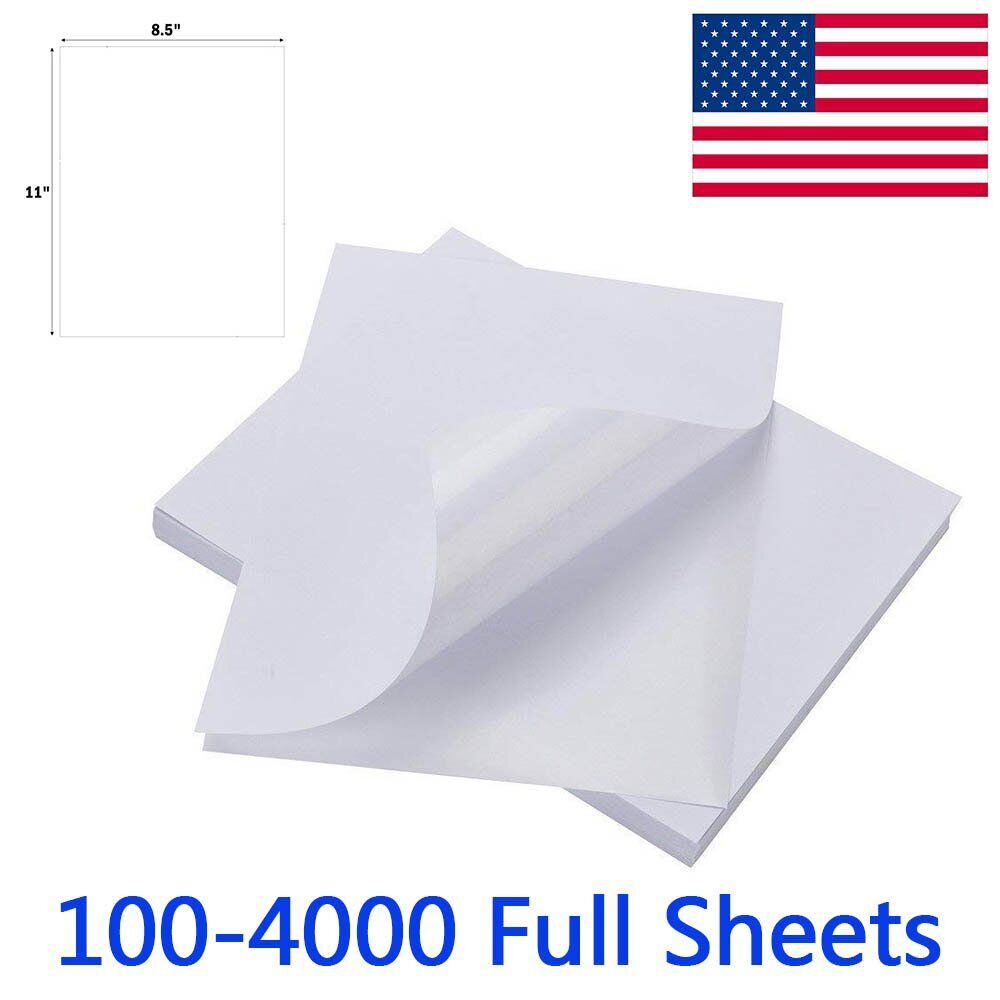 100-4000 Full Sheet Shipping Labels 8.5" x 11" Self Adhesive Blank Sticker Label Does not apply Does Not Apply