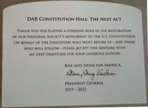 Daughters of the American Revolution DAR Constitution Hall Next Act Plaque Sign Без бренда - фотография #2