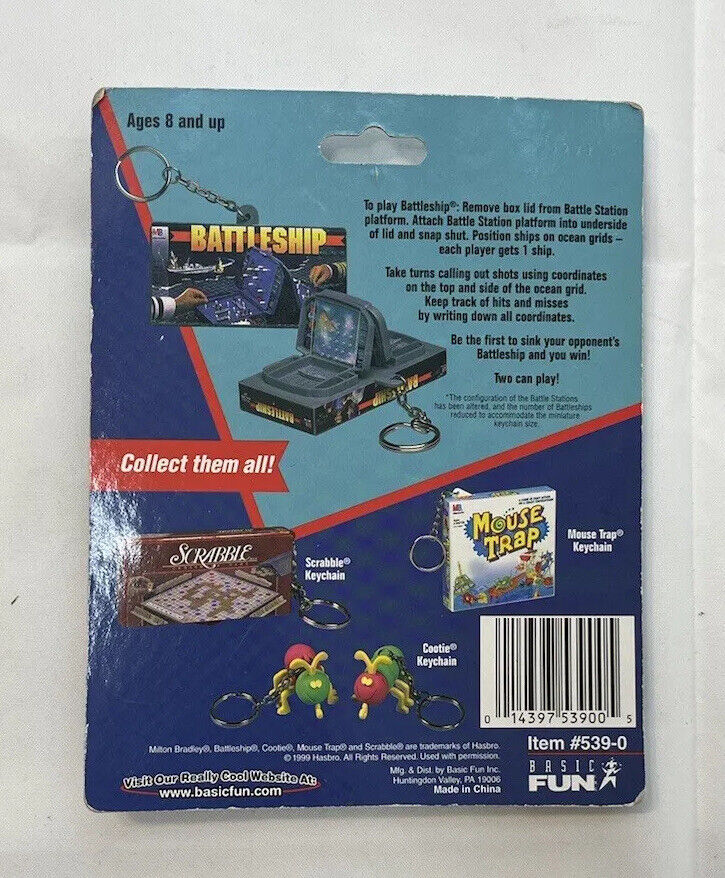 Vintage Clue Battleship Hasbro Mini Keychain BoardGame Mint Basic Fun Lot 1999 TIGER Does Not Apply - фотография #5