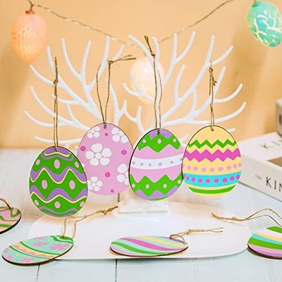  50 Pieces Wooden Cutout Easter Egg Ornaments Egg Wood DIY Crafts 3 inch Does not apply Does Not Apply - фотография #6