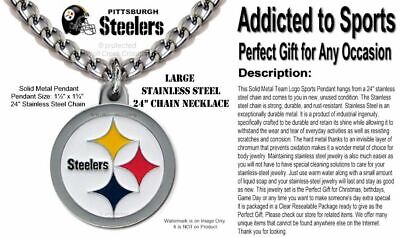 NEW! LARGE PITTSBURGH STEELERS NECKLACE 24" STAINLESS STEEL CHAIN NFL FOOTBALL R Siskiyou - фотография #5