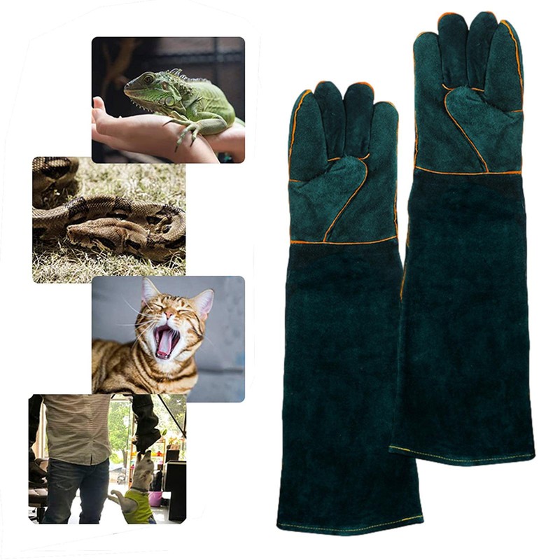  Leather Gloves Animal Handling Dog Cat Scratch Snake Bite Proof Long Mitts Unbranded - фотография #9