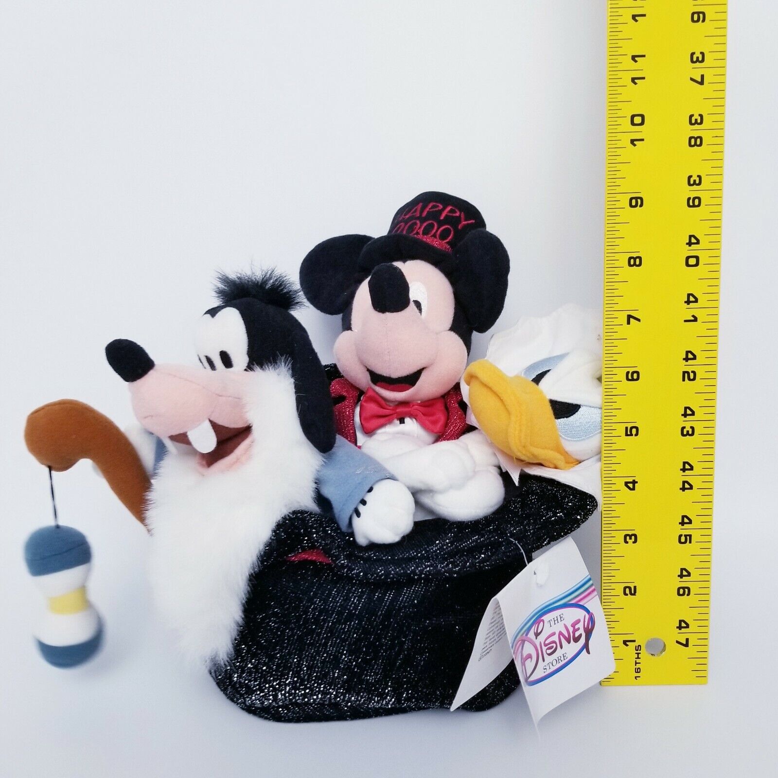 Disney Store New Year 2000 Bean Bag Plush Set 8" Donald Goofy Mickey Hat NWT Disney - фотография #2