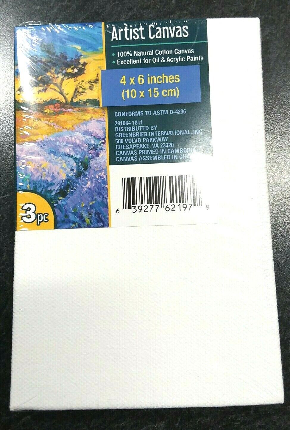 3pk 4" x 6" White Cotton Artists Canvases Canvas Painting Acrylic or Oil Paints Unbranded Does Not Apply - фотография #3