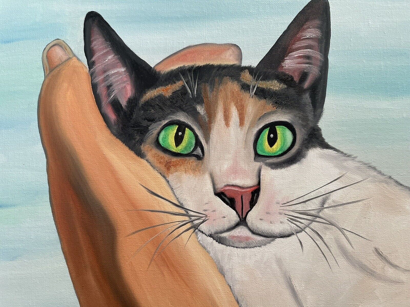 Original oil painting signed 11 x 14 Cute Calico Cat Без бренда - фотография #5