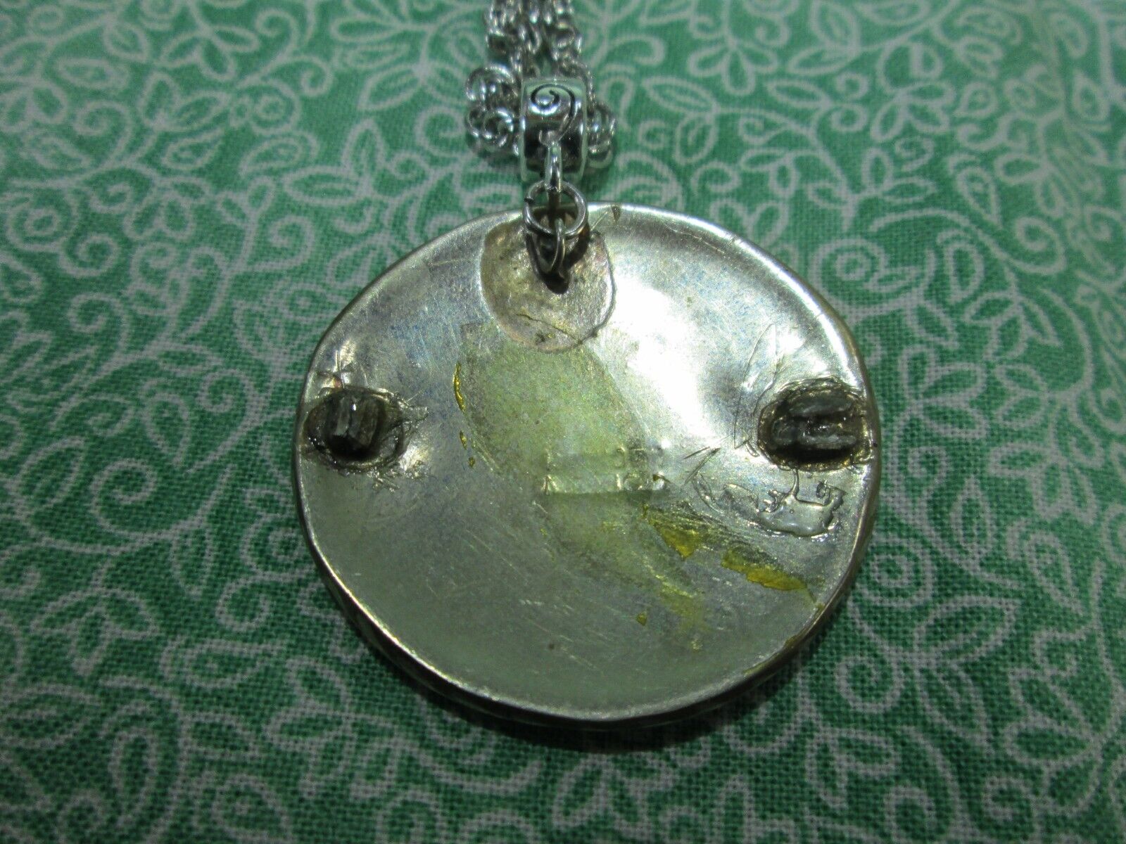 VTG Enameled Mexico Pendant w/ Silver Plated Rope Chain 25" / Upcycled / 1N Handmade - фотография #11