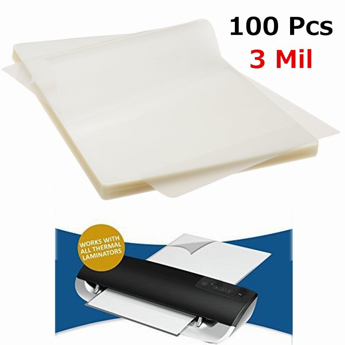 100 Pack 3 Mil Clear Letter Size Thermal Laminating Pouches for 9" X 11.5" Sheet MFLABEL Does Not Apply