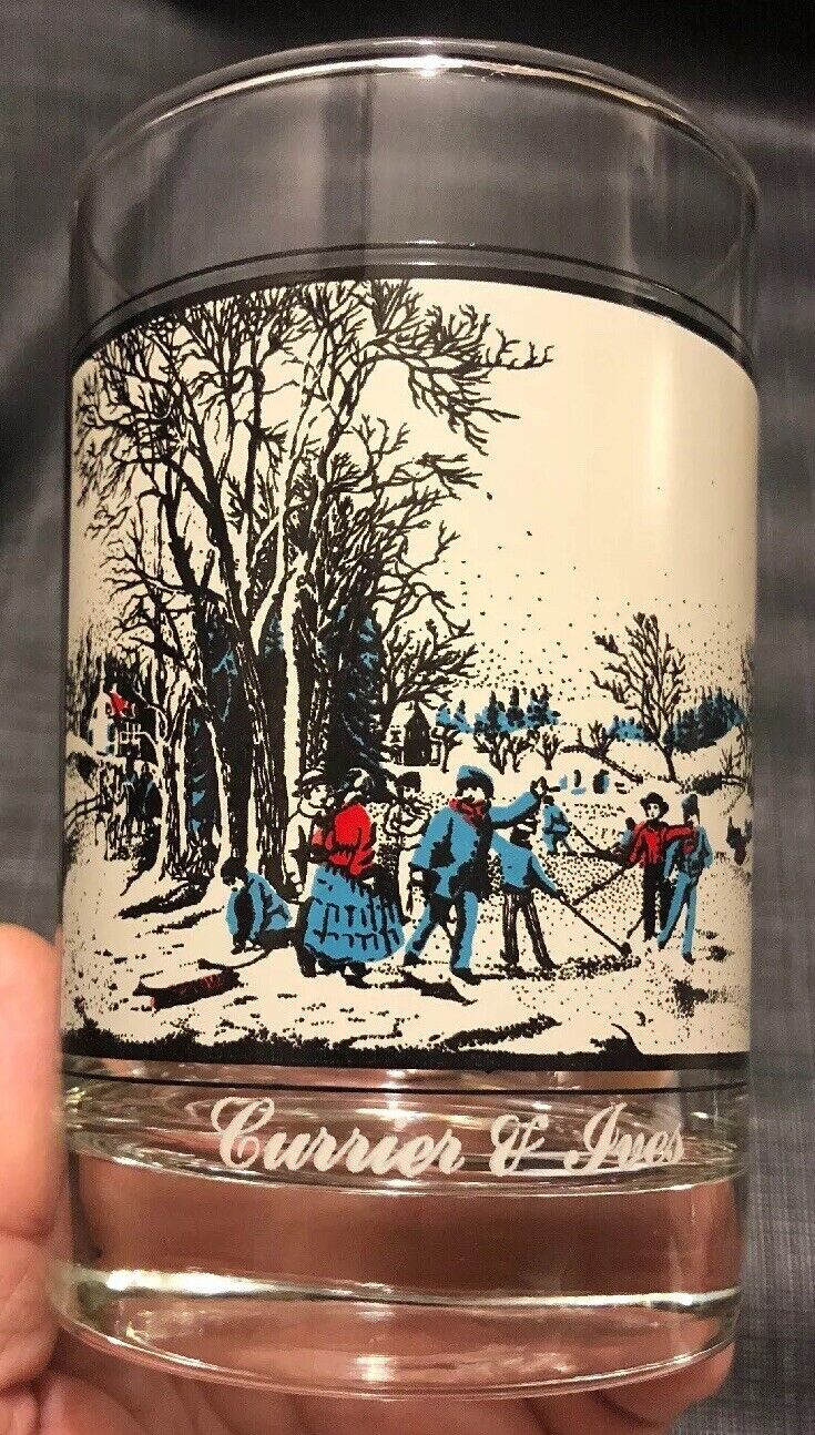 Complete SET Arbys Currier and Ives Collector Series Winter Tumbler Glasses Arby's - фотография #8