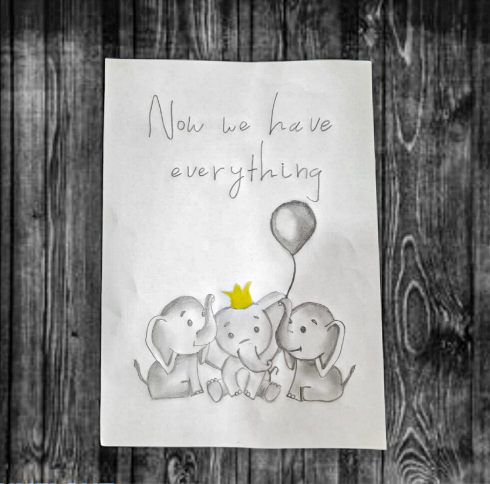 New Elephant Family, Pencil Art, Set Of 3 - Baby Room Wall Art Nursery Decor Elephant - фотография #4