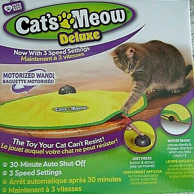 SEEN ON TV CATS MEOW DELUXE MOTORIZED MOUSE WAND CAT TOY 3 SPEEDS  AUTO SHUT OFF CATS MEOW DELUXE TOY 740275011867