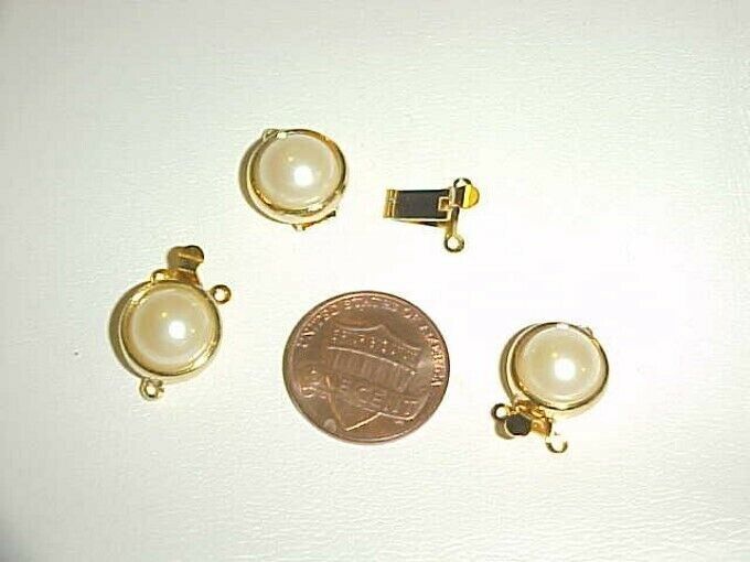 6 VINTAGE GOLD PEARL CABOCHON 2 TO 1 STRAND ROUND 12mm. CLASPS R668  Unbranded - фотография #2