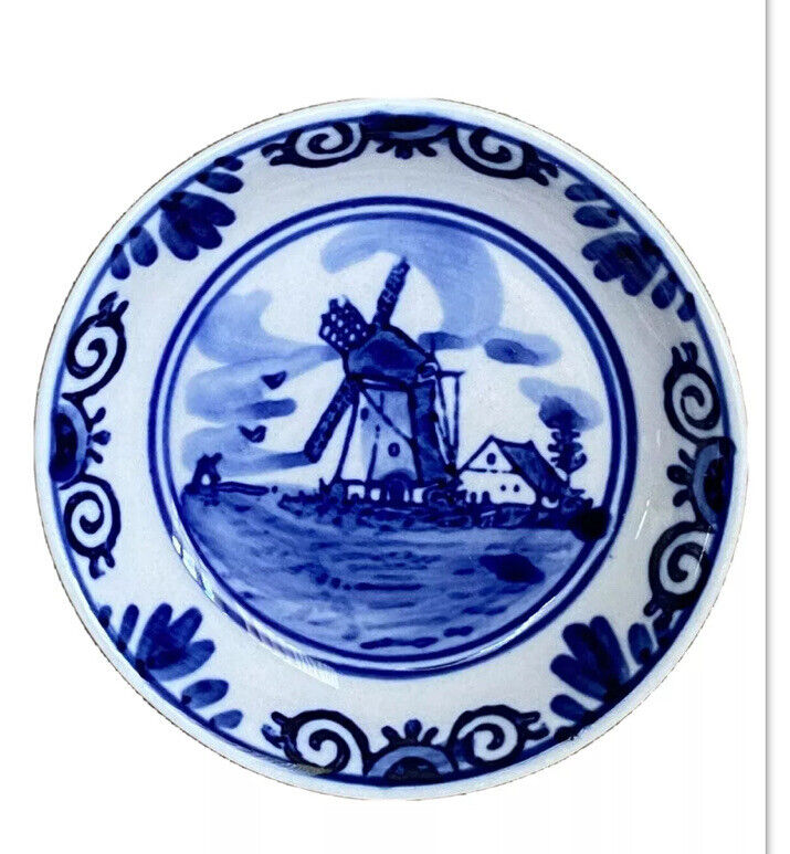 Lot of2 Souvenirs: Delft Blue Mini Windmill Pin Dish Plat Holland /Pair of Clogs Без бренда - фотография #10