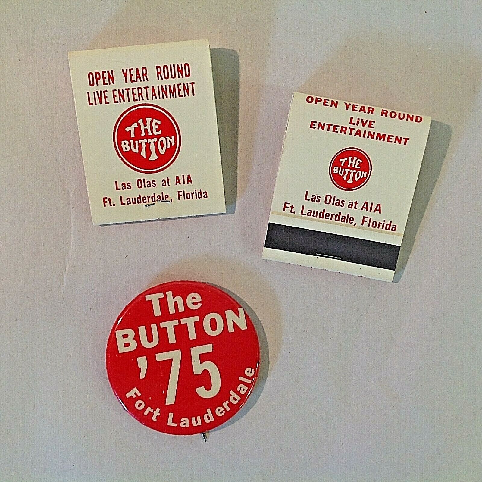 Vtg 1975 Lot of 3 THE BUTTON Spring Break Ft Lauderdale Bar Matchbooks Pinback  Без бренда