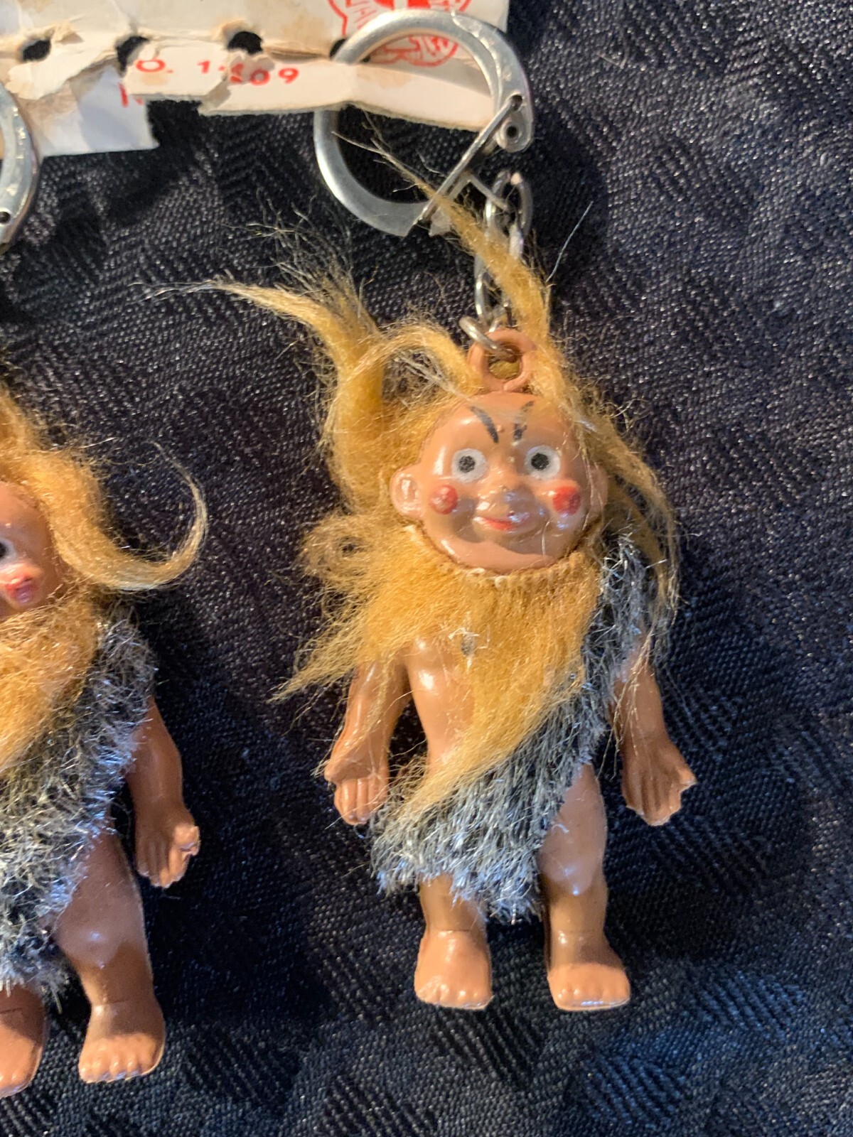 Vintage Rubber Caveman Key Ring Chain Fob Figure Hong Kong 2.5" Loincloth Rare TS - фотография #3
