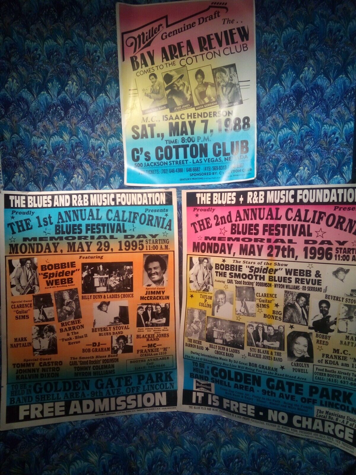1st California Blues Festival Poster Music Concert Promo Poster Lot Vtg Original Без бренда