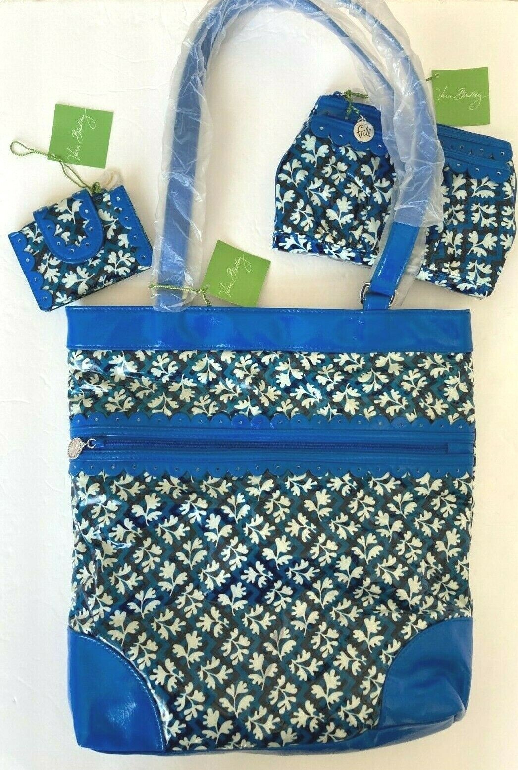 VERA BRADLEY FRILL EVERYTHING BLUE LAGOON *NWT 3 PC SET: TOTE/CLUTCH/CARD HOLDER Vera Bradley VERA BRADLEY FRILL EVERYTHING - фотография #2