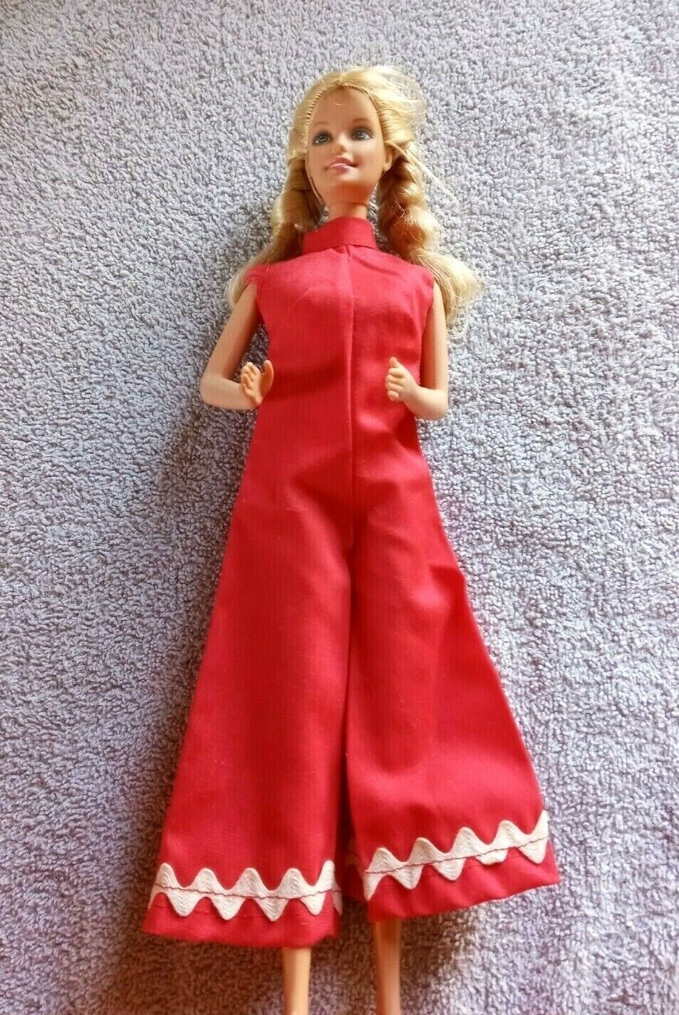 Vtg Barbie Clone Homemade 1960s Jumpsuit Coat Red White Ric Rac Mod Outfit Lot 2 Unbranded - фотография #4
